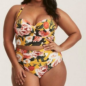 Torrid Yellow Floral Bathing Suit Top